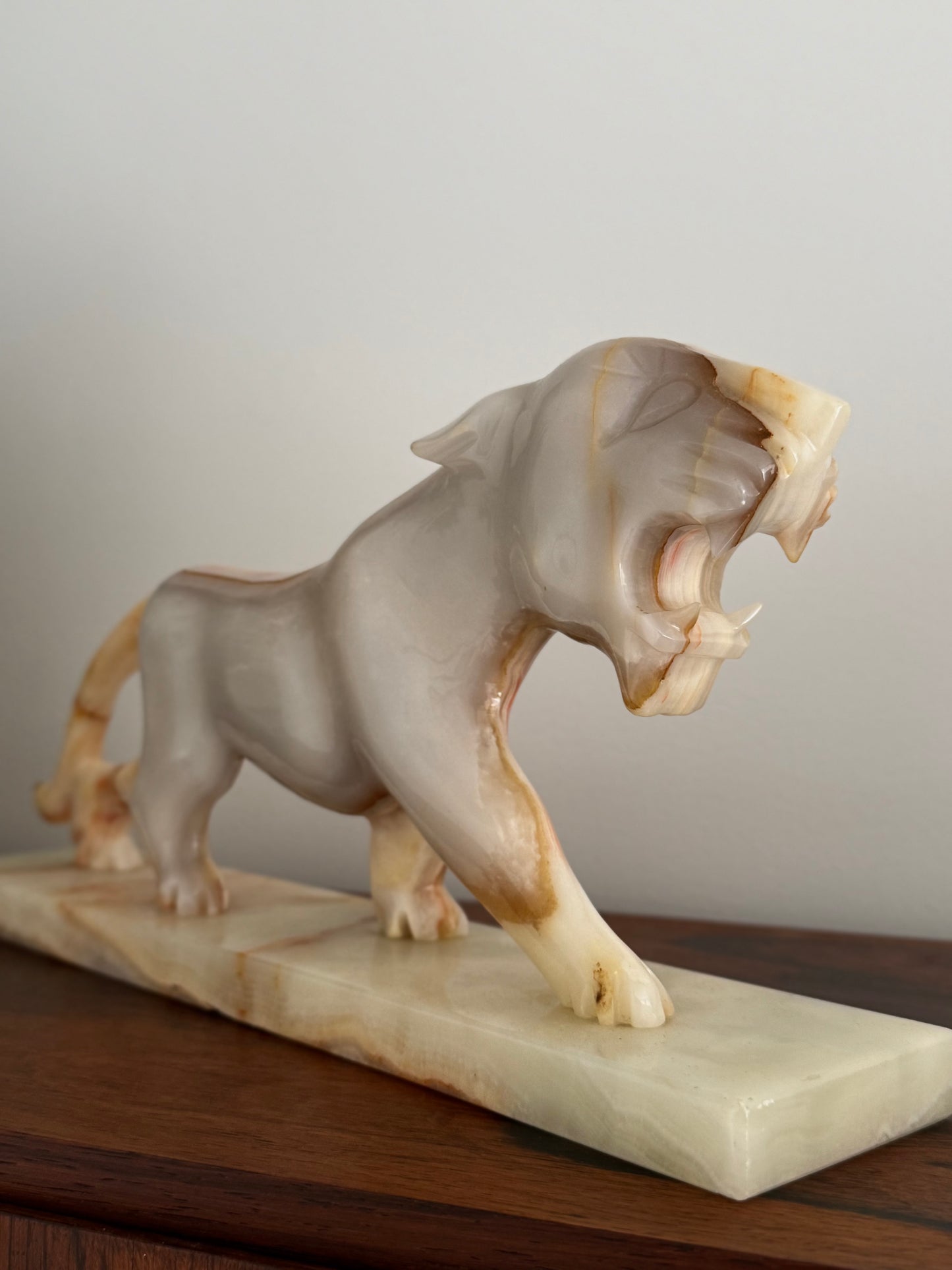 Onyx panther statue with base