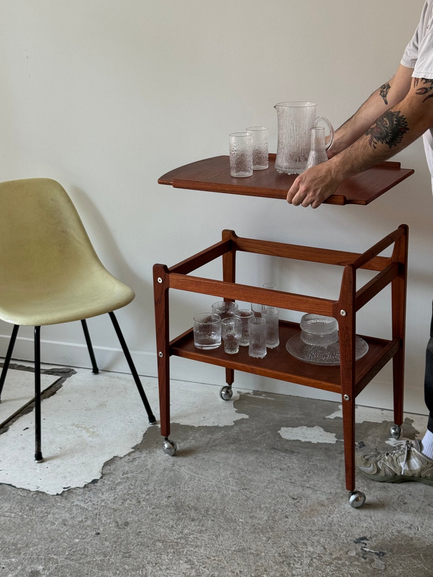 Teak bar cart by Erik Gustafson for Artie