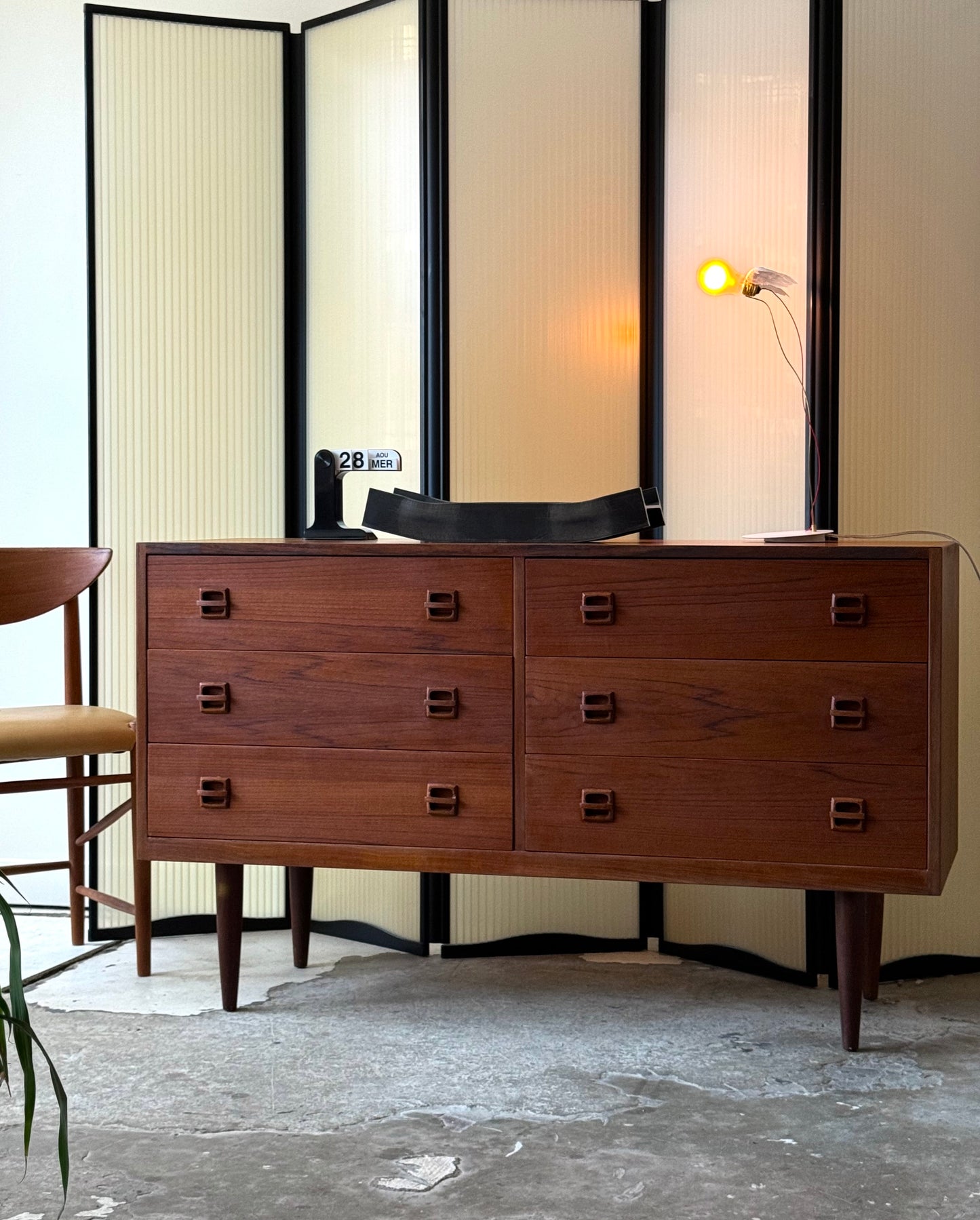 Teak 6 drawer dresser