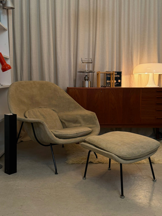 Womb chair and ottoman by Eero Saarinen for Knoll International