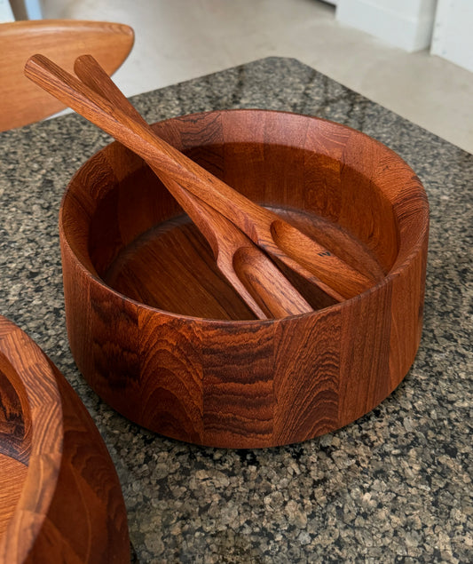 Teak salad bowl and utensils by Dansk