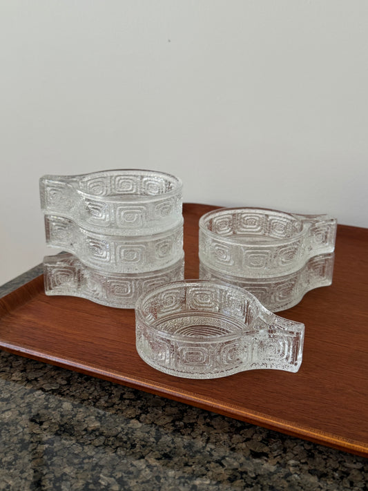 Set of 6 crystal bowls by Oberglas