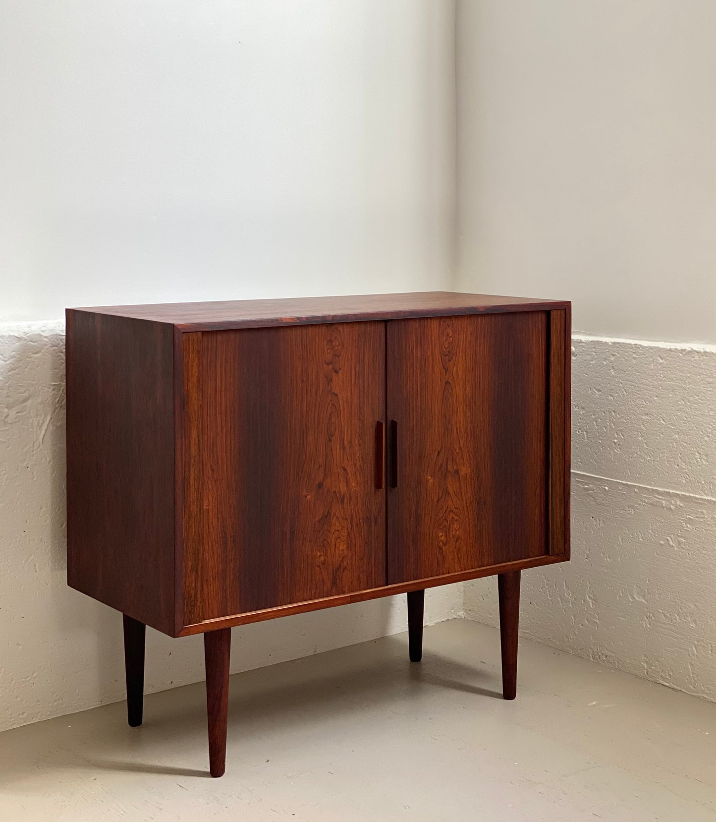 Rosewood tambour door cabinet by Kai Kristiansen for FM Møbler