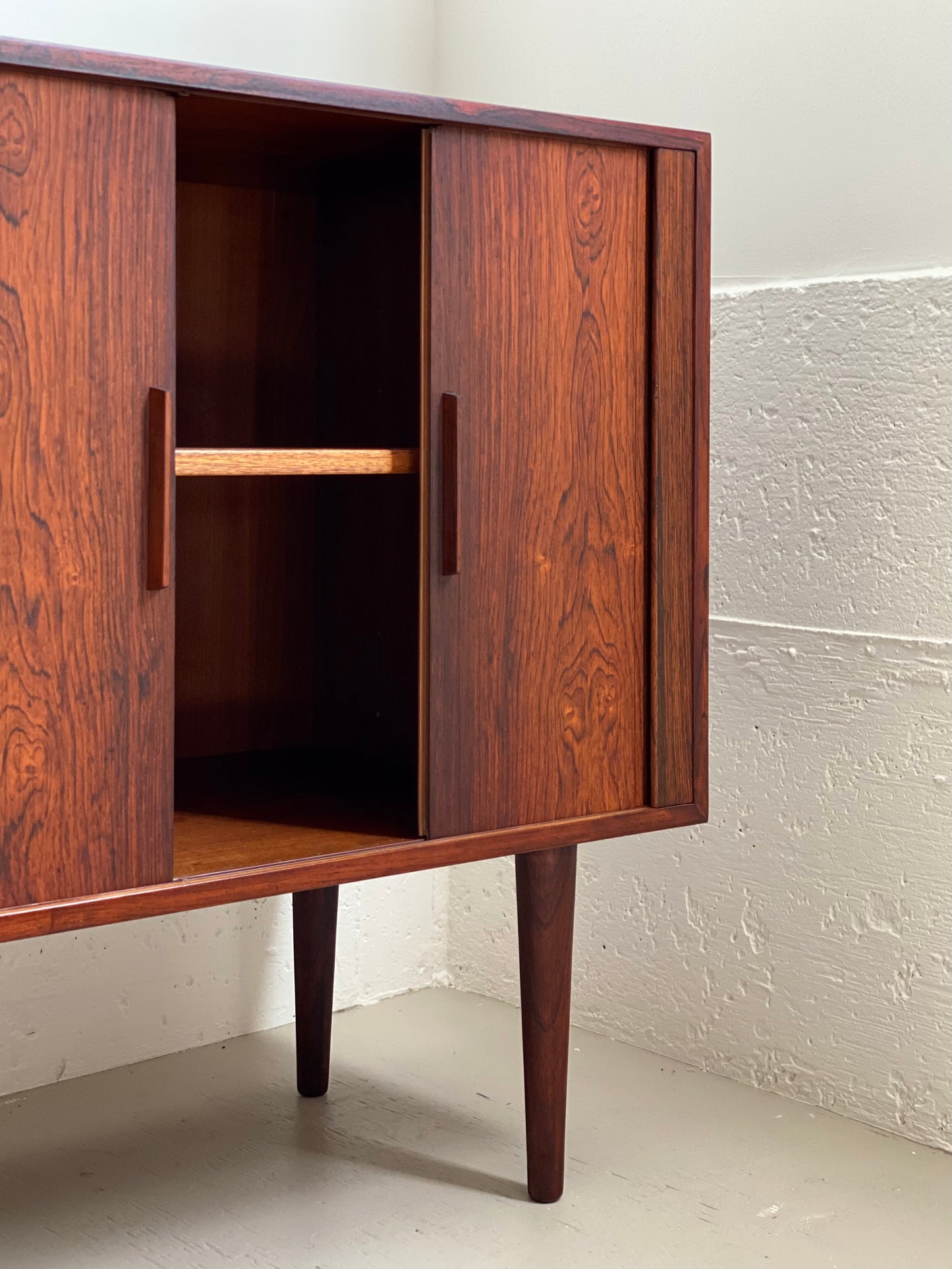 Rosewood tambour door cabinet by Kai Kristiansen for FM Møbler